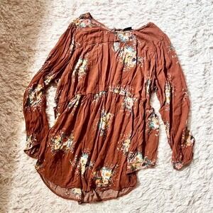 Cottage Core Floral Indie Hippie Top Womens 4 Plus Size Earthy Prairie Peasant